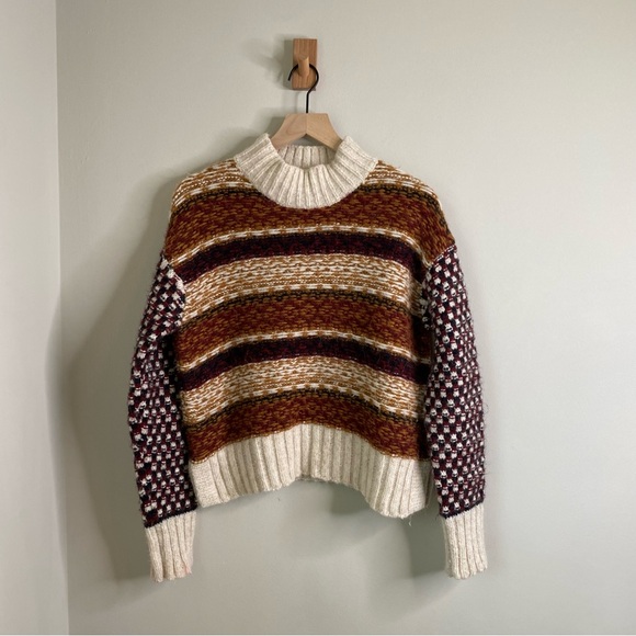 Veronica Beard Clary Alpaca Blend Knit Sweater Brown Beige - Picture 4 of 8